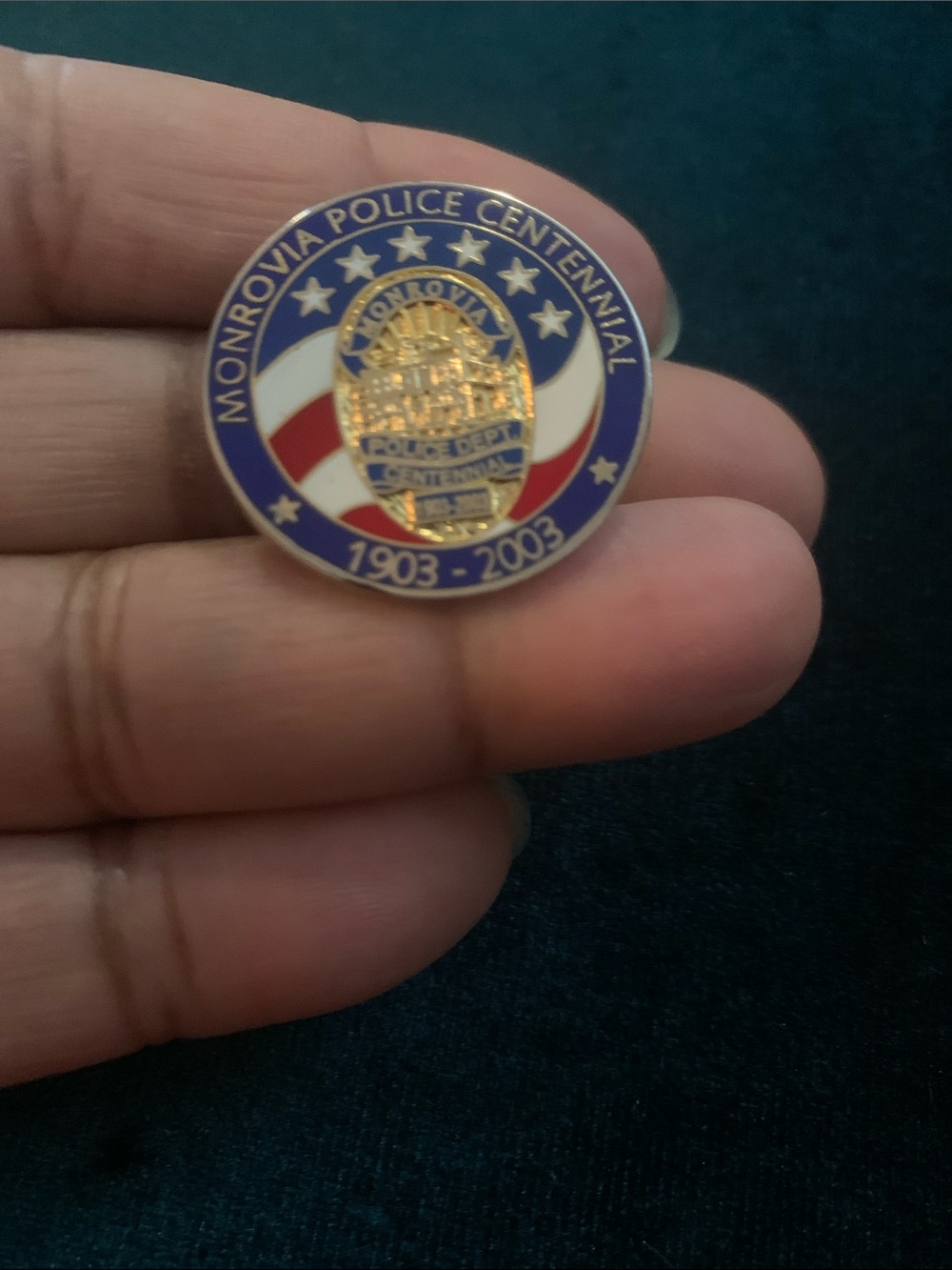 🇺🇸USA Monrovia Police Centennial Commemorative Lapel Pin